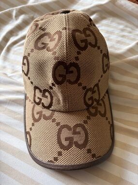 Gucci Beige and Brown GG Monogram Baseball Cap